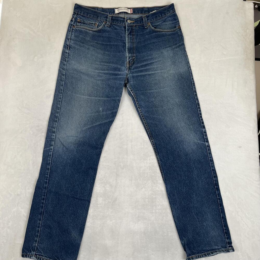 Vintage Levi's 505 Jeans Mens 38x34 Blue Straight Denim Medium Wash Distressed